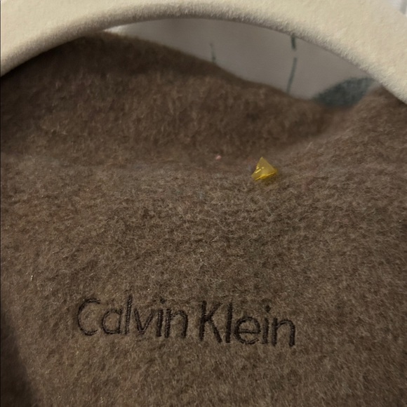 Calvin Klein Women's Tan Wool-Blend Double-Breasted Pea Coat - Picture 3 of 5